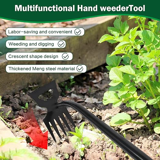 Weed Remover Tool,2-in-1 Portable Hand Weeding Tool with 5 Teeth,Portable Garden Weeder Tool,2026 New Gardening Weeding Tools,for Garden Hand Tools for Garden, Backyard, Farm & Vegetable Planting