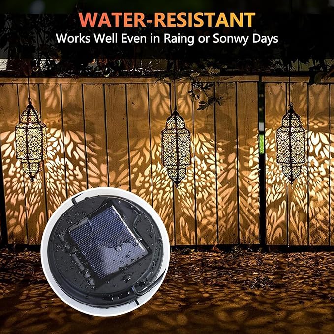 2 Pack Solar Light Replacement Tops for Hanging Lanterns, Waterproof Replacement Solar Lantern Parts for Garden Decor Outdoor Moroccan Yard Art