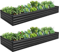 ZUNUDA 10×3×1FT(2PCS) Galvanized Raised Garden Bed Kit, Metal Planter Boxes,Large Outdoor Planters Garden for Planting Vegetables,Flowers,Herbs -Black