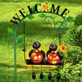 Ladybug Swing Solar Light Metal Christmas Ladybug Hanging Animal Garden Decorative Gift with Welcome Sign Waterproof Solar Outdoor Lights for Patio Balcony Pathway Lawn Yard Gifts