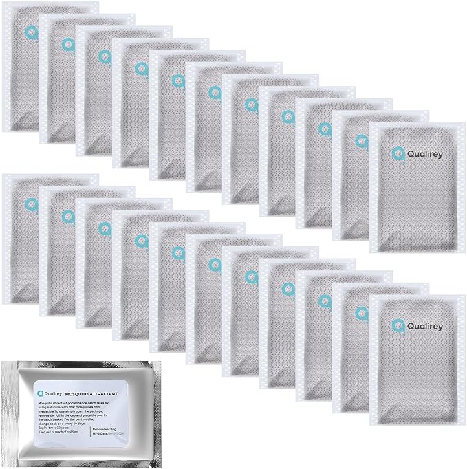 Qualirey 22 Pack Mosquito Attractant Lure in Bulk, Bait Refill for Bug Zapper Compatible with All Mosquito Trap Enhances Catch Rates Safe Non Toxic Long Lasting Bait for Home Garden Indoor Outdoor