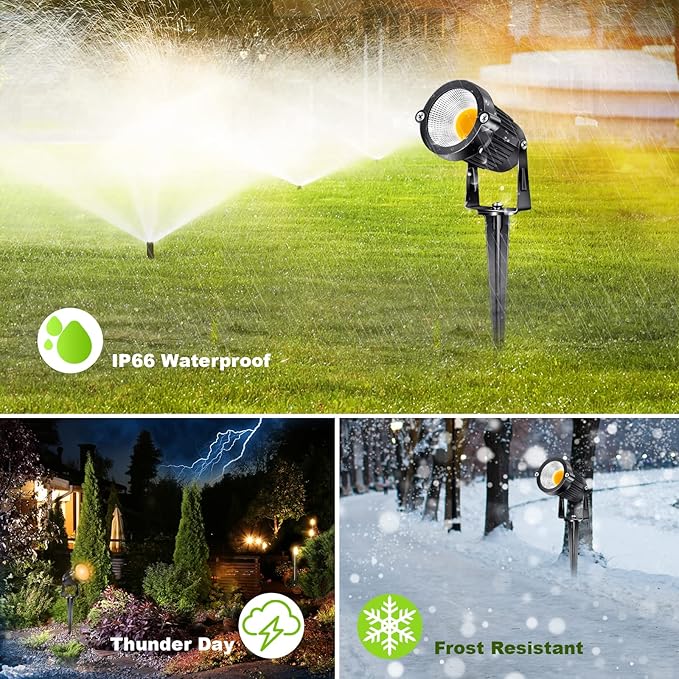 5W Low Voltage Landscape Lights Outdoor 12V AC/DC LED Landscape Lighting 3000K Warm White Waterproof Garden Spotlights 500LM COB Landscape Pathway Lights for Yard,Tree (8Pack with Connectors)