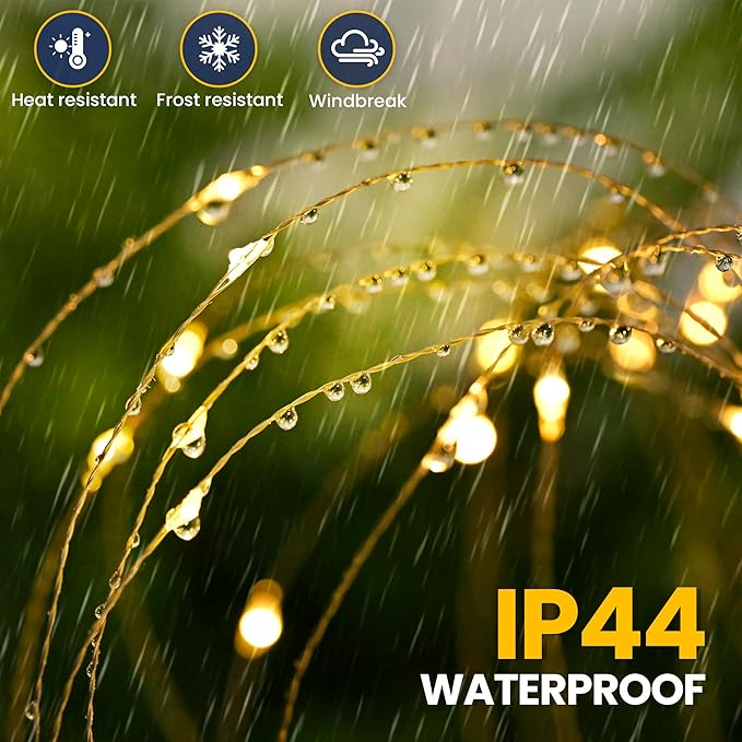 GIGALUMI Garden Decor Outdoor Lights 120LED 8Pack, Solar Garden Lights for Christmas Outside Fairy Firework Decorative,Solar Powered for Yard Pathway Flowerbed Planter Balcony Patio Decor (Warm White