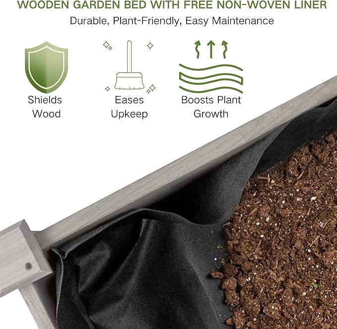 ZSYWODFO 3-Tier Raised Garden Bed with Fabric Liner, Wood Elevated Planter Box with Dovetail Joint Design, 3 Dividable Bed Kit for Vegetables/Herbs/Flowers, Outdoor Gardening for Patio, Lawn, Balcony