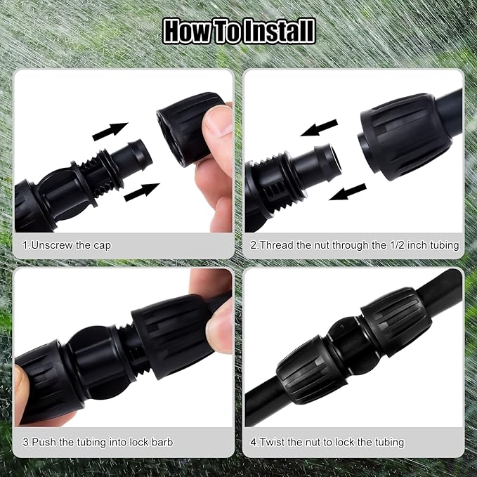 12pc 1/2 inch Drip Irrigation Coupling Fittings,ANTI-DROP Lock Barbed Irrigation Coupling For (1/2" ID x0.6-0.63" OD) Drip Tubing Drip Irrigation Fittings