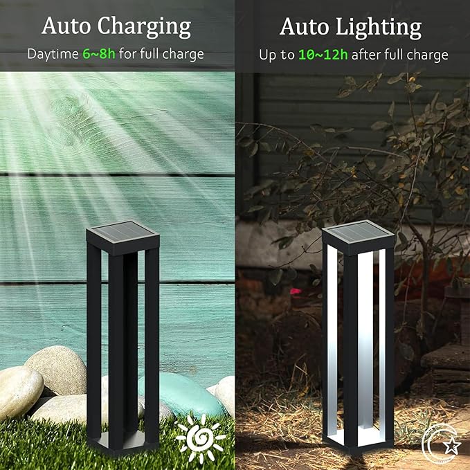 Outdoor Solar Floor Lamps, Lantern Floor Lamp, Outdoor Decor Lanterns for Garden Patio Porch Deck Pool Pathway Driveway (2 Pieces)