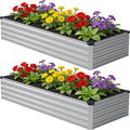 zunatu 8x2x1 ft(2 Pack) Galvanized Raised Garden Bed,Outdoor Planter Box Metal Patio Kit Planting Bed for Vegetables Flowers and Succulents,Silver