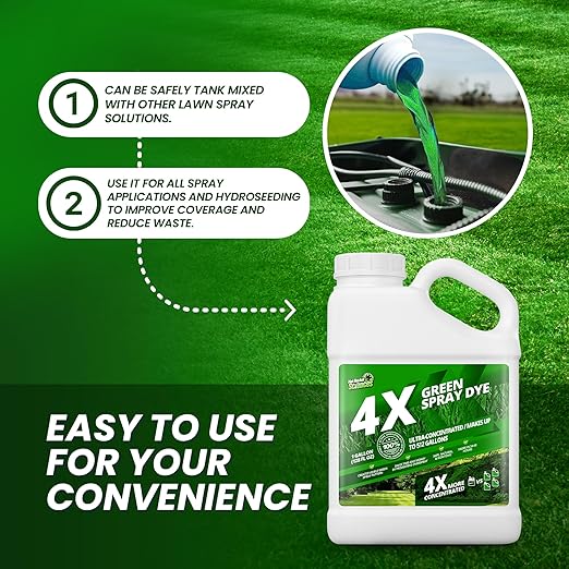 1 Gallon 4X Green Spray Dye - Makes 512 Gallons of Concentrated Spray Pattern Indicator Dye, Ideal Fertilizer Marking, Lawn Turf Mark and Marker, Mark Where You've Sprayed with Green Color Indicator