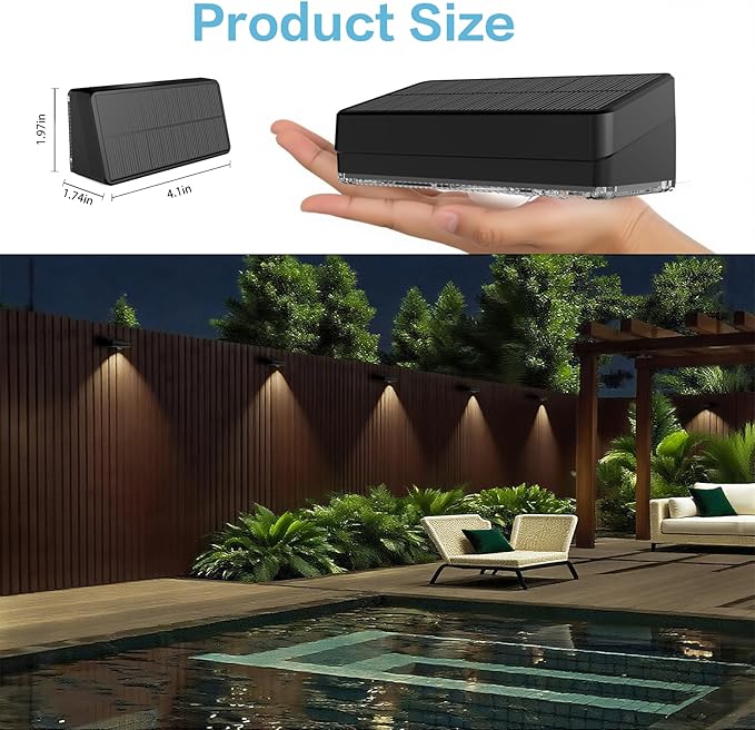 Solar Fence Lights,10 RGB Color Changing Modes,Solar Lights Powered Waterproof IP65,30 Hours Runtime,Easy Installation for Fence,Garden,Yard,Patio,Pool,Porch,Holiday Decor(2P)