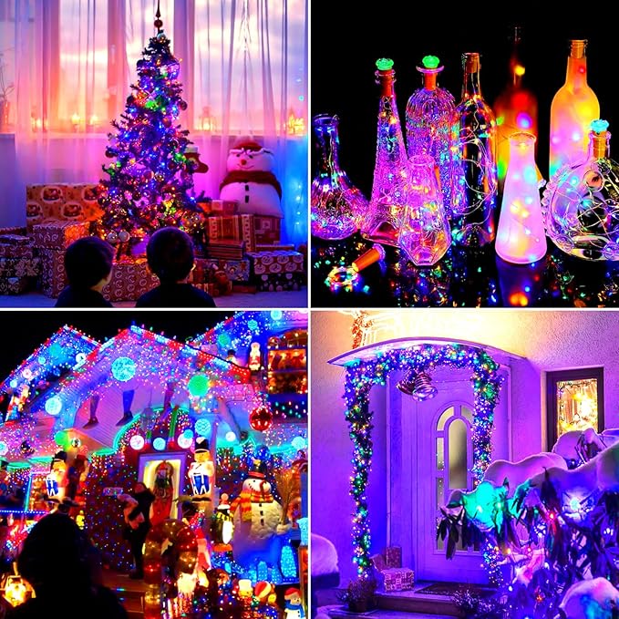 Brightever Solar String Lights, 2-Pack Total 80FT 200LED Solar Fairy Lights with 8 Lighting Modes, Solar Lights Outdoor Waterproof for Patio Christmas Wedding Party Tree Yard Decoration (Multicolor)