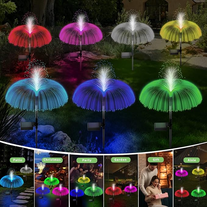 Solar Garden Lights Outdoor Decorative Waterproof, Solar Light for Outside, Yard Lights Solar Flower Decor for Patio Pathway Lawn Party Landscape Grave Decorations, 3 PCS