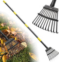 Leaf Rake: 8.5" Wide Heavy Duty Small Metal Garden Rake for Lawn Yard Garden Bed Leaves Debris Shrub Pine Needles Cleanup, 11 Metal Tines, Lightweight Kids Leaf Rakes, 72” Long Handle