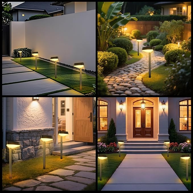 Solar Pathway Lights Outdoor, Bright LED Solar Landscape Lights, Waterproof Solar Garden Lights for Yard, Patio, Walkway, Lawn, Driveway(Warm White, 2 Pack)