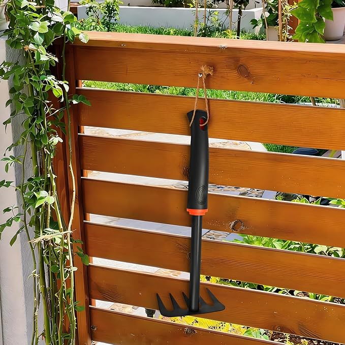 Mini Garden Rake, Garden Tool Hand Tiller Grass Rake for Flower Beds, Patio, Garden Loosening Soil Weeding Digging