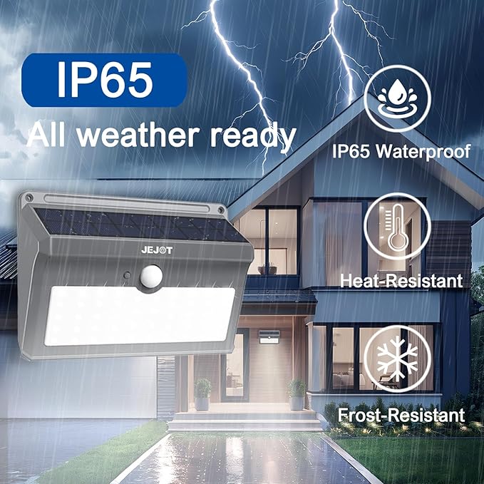 6 Pack Solar Motion Lights Outdoor Waterproof, 270° Wide Angle,3 Modes Solar Wall Lights, Anti Glare Solar Powered Flood Lights for Fence Garage Garden Patio Yard