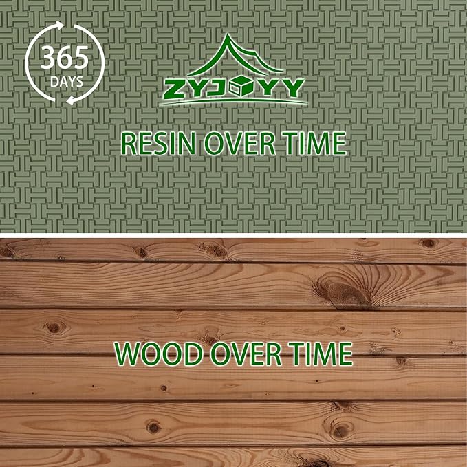 ZYJOYY Outdoor Storage Box, 90 Gallon Deck Box, Waterproof Resin Storage Bin for Patio Cushions, Gardening Tools, Lockable, UV Resistant,Olive Green