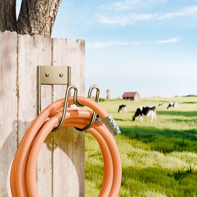Josmimic Bronze Metal Garden Hose Holder - Wall Mounted Water Hose Holder - Hose Hanger Heavy Duty for Water Hose Extension Cords Vacuum Hose (1 Pack)