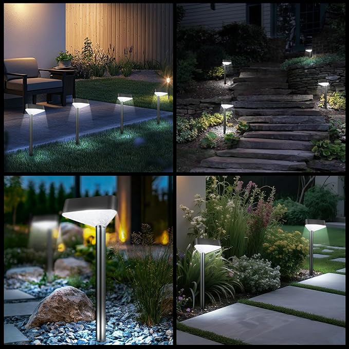 Solar Pathway Lights Outdoor, Bright LED Solar Landscape Lights, Waterproof Solar Garden Lights for Yard, Patio, Walkway, Lawn, Driveway(Cold White, 8 Pack)