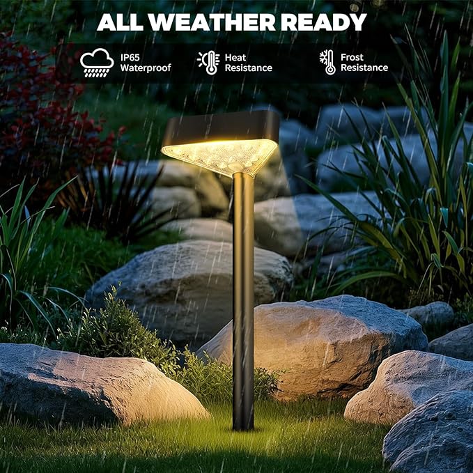 Solar Pathway Lights Outdoor, Bright LED Solar Landscape Lights, Waterproof Solar Garden Lights for Yard, Patio, Walkway, Lawn, Driveway(Warm White, 2 Pack)