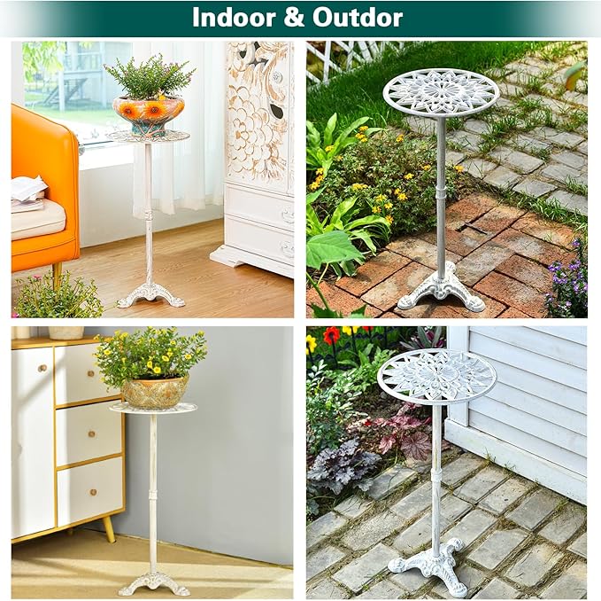 Sungmor Heavy Duty Cast Iron Potted Plant Stand, 24.2" Tall Metal Plant Stand, Vintage & Rustic Style Flower Stand Indoor Outdoor Garden Table, Decorative Flower Pot Holder for Balcony Patio