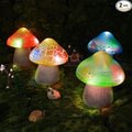 Macarrie 2 Pcs Mushroom Solar Lights Decor Garden Outdoor 4.7x5.7 Inch Solar Lights Waterproof Garden Pathway Landscape Lamp Gift for Spring Easter Summer Yard Lawn Patio Decoration(Red, Yellow)