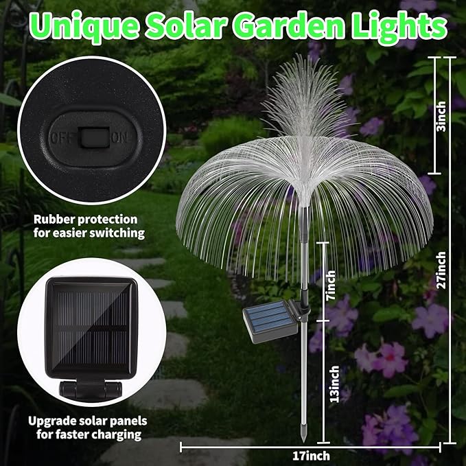 Solar Garden Lights Outdoor Decorative Waterproof, Solar Light for Outside, Yard Lights Solar Flower Decor for Patio Pathway Lawn Party Landscape Grave Decorations, 3 PCS