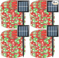 QITONG 4 Pack Solar Fairy Lights, Each 33ft 100 LED Red and Green Christmas String Light Outdoor Waterproof, 8 Modes Silver Wire Twinkle Mini Lights