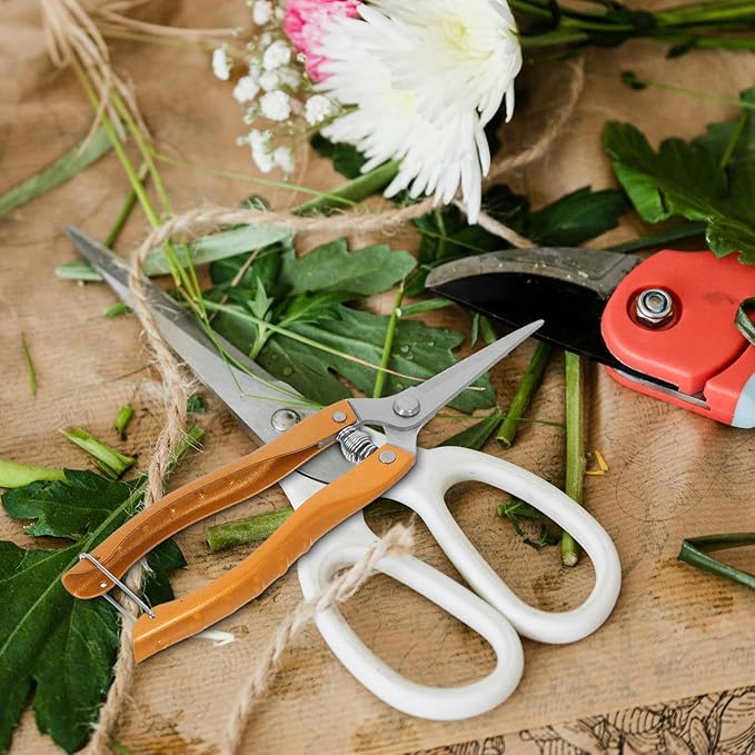 VANZACK 2pcs Stainless Steel Garden Pruning Shears Heavy Duty Plant Clippers for Fruit Tree and Vegetable Trimming, Large Gold Gardening Hand Tools for Orchard and Vineyard Use