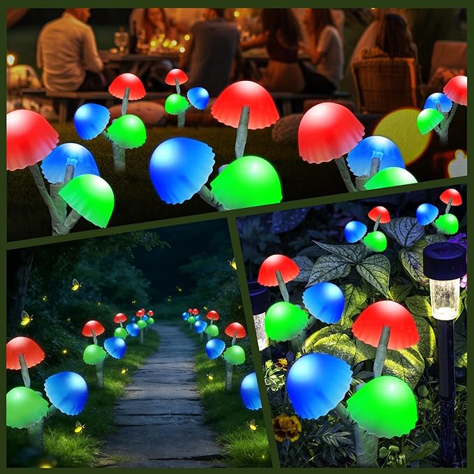 Solar Mushroom Lights Outside for Lawn Decorations - 6PACKS 18LED 8 Lighting Modes Multi-Color Mushrooms Yard Decor for Mom Gifts,Solar Garden Lights for Backyard,Fence,Housewarming Decor