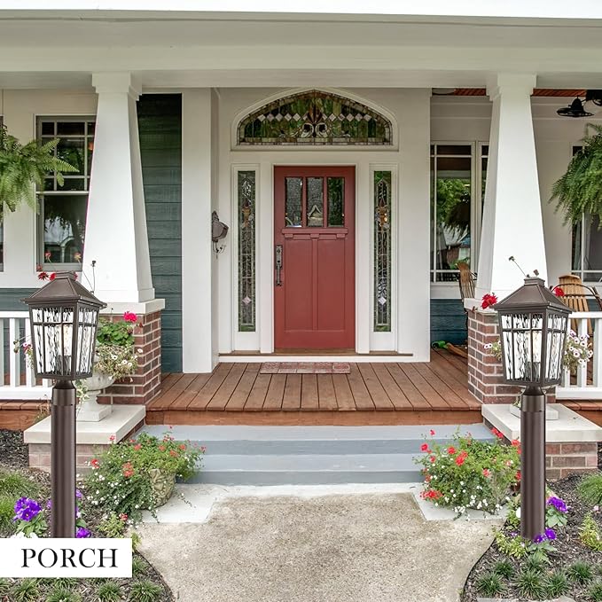 Darkaway Large Outdoor Post Lights Lamp Post Light Fixture, 17inch Waterproof Aluminum Housing with Water Ripple Glass, Fence Post Deck Lighting for Garden Patio Pathway