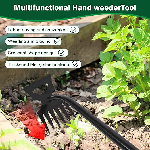 Weed Remover Tool,2-in-1 Portable Hand Weeding Tool with 6 Teeth,Portable Garden Weeder Tool,2026 New Gardening Weeding Tools,for Garden Hand Tools for Garden, Backyard, Farm & Vegetable Planting