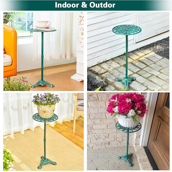 Sungmor Heavy Duty Cast Iron Potted Plant Stand, 24.2" Tall Metal Plant Stand, Vintage & Rustic Style Flower Stand Indoor Outdoor Garden Table, Decorative Flower Pot Holder for Balcony Patio