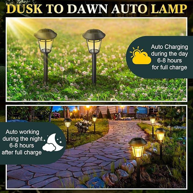 Tuanse 20 Pack Solar Pathway Lights Outdoor - Waterproof LED Bulk Solar Landscape Walkway Lights for Yard Garden Patio Lawn Decoration (Warm Light)