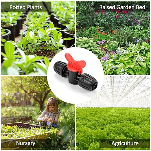 Copadri 12 Pieces 1/2 Inch Drip Irrigation Valve Fittings, 1/2'' Barbed Shut Off Valve for 1/2 Inch Irrigation Tubing (1/2" ID x 0.640" OD) Anti-leak Straight Irrigation Parts for Garden System