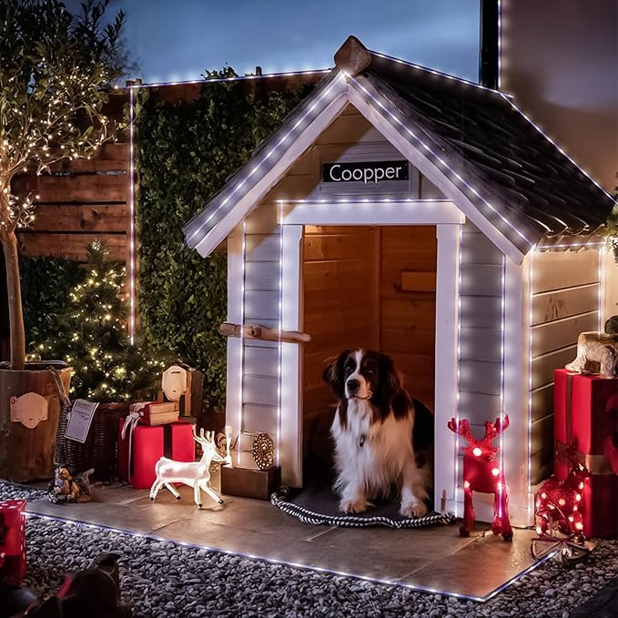 JMEXSUSS 2 Pack 100 LED Solar Rope Lights, 33ft 8 Modes Waterproof LED Solar Pool Lights for Trampoline, Fence, Gazebo, Yard, Walkway, Path, Garden Decor (White)