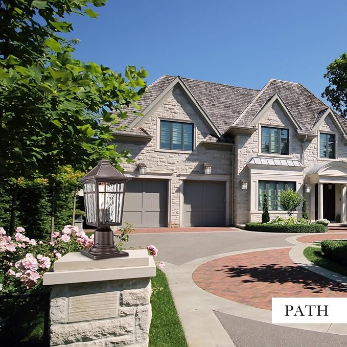 Darkaway Outdoor Post Lights Lamp Post Light Fixture, Waterproof Aluminum Housing with Water Ripple Glass, Fence Post Deck Lighting for Garden Patio Pathway