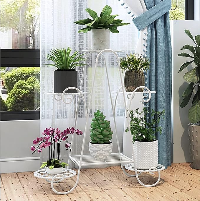 CarolynDesign 6 Tier Metal Plant Stand for Indoor and Outdoor, Multi Flower Pot Holder Shelf for Living Room Patio Lawn Garden Balcony