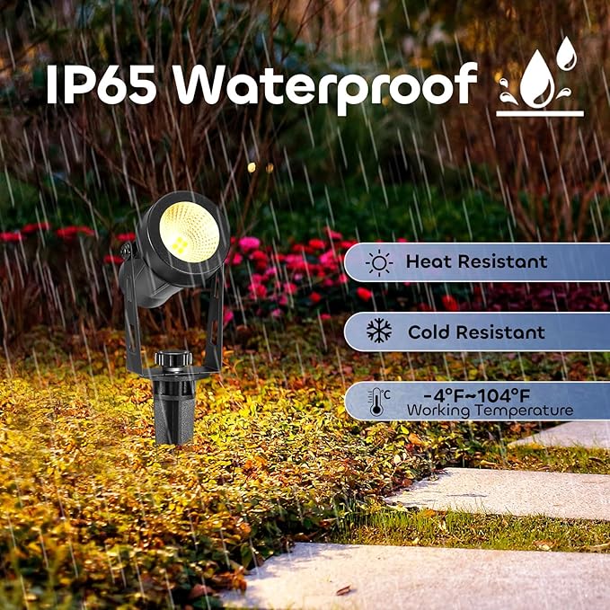 ECOWHO Landscape Lighting with Transformer, IP65 LED Outdoor Spotlights Waterproof 30W 2000LM Warm White 3000K Garden Lights, 90ft Cable for Garden Pathway Yard Tree Uplighting Patio (8 Pack)