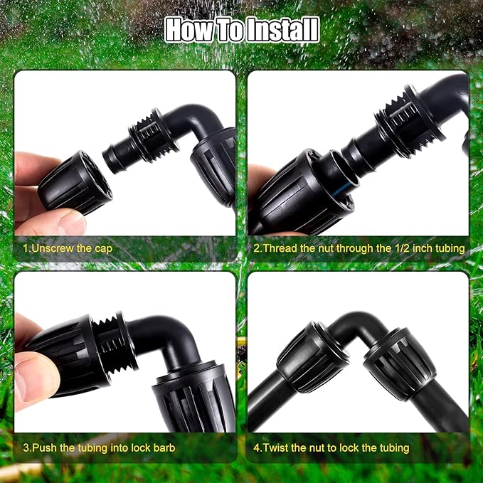 12pc 1/2 inch Drip Irrigation Elbow Fittings,ANTI DROP Lock Barbed Elbow For (1/2" ID x0.6-0.63" OD) Drip Tubing Irrigation Fittings (12pc 1/2 inch Irrigation Elbow Fittings)