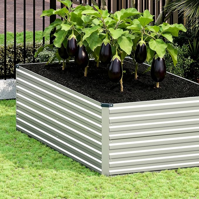 Vengarus 6x3x2FT Galvanized Raised Garden Bed Kit, Deep Root Planter Box for Vegetables, Flowers, Herbs, and Succulents - 269 Gallon Capacity,Silver