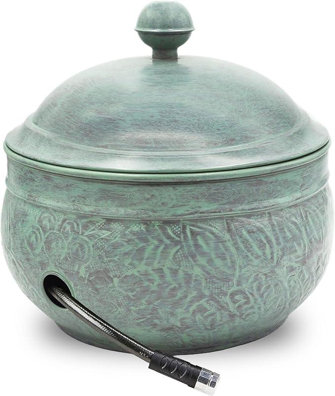 Good Directions 457-458 Key West Garden Hose Holder Pot, Large Capacity, Blue Verde Finish