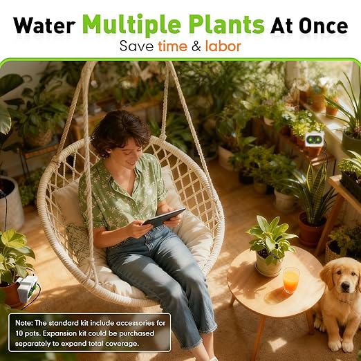 RAINPOINT Easy-Setup Automatic Plant Waterer Indoor for Pot Plant Adjustable Water Output,Battery Powered Outdoor IP54 Waterproof Drip Irrigation System Device Kit Beginner-Friendly Water 10-15 Plants