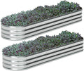 zizin 2 Pack Oval Galvanized Raised Garden Bed Kit 8x2x1ft Large Metal Planter Box for Outdoor Vegetables, Silver