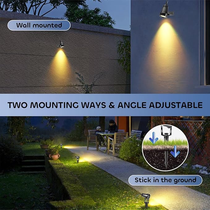 ECOWHO Landscape Lighting with Transformer, IP65 LED Outdoor Spotlights Waterproof 30W 2000LM Warm White 3000K Garden Lights, 90ft Cable for Garden Pathway Yard Tree Uplighting Patio (8 Pack)