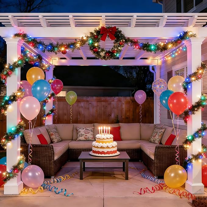 QITONG 4 Pack Solar Fairy Lights, Each 33ft 100 LED Multicolor Christmas String Light Outdoor Waterproof, 8 Modes Silver Wire Twinkle Mini Lights