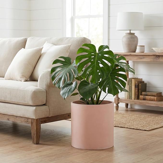 FaithLand Plant Pot 14 inch - Perfectly Fits Mid-Century Modern Plant Stand - Drainage Plug and Drainage Mesh Screen - Terracotta Color