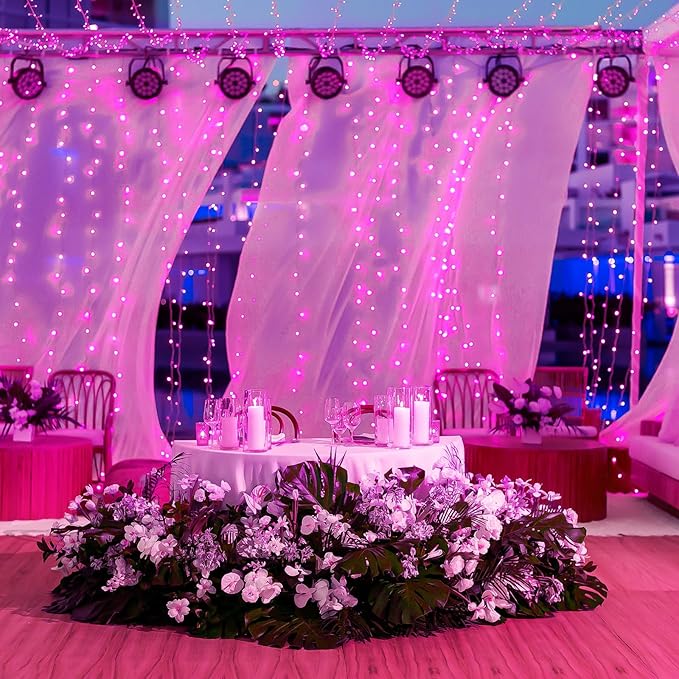 KAQ Connectable 240LED Pink String Lights Outdoor/Indoor, Extendable Plug in Twinkle Fairy Lights Waterproof with 8 Modes&Timer Function for Garden Bedroom Patio Tree Christmas Decorations