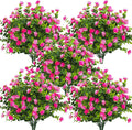 10 Bundles Artificial Fake Flowers, Faux Outdoor Plastic Plants UV Resistant Shrubs Outside Indoor Decorations (Pink-Eucalyptus)
