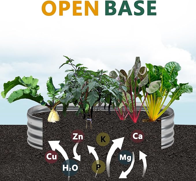 zizin Oval Galvanized Raised Garden Bed Kit 8x2x1ft Metal Planter Box for Outdoor Vegetables, Silver