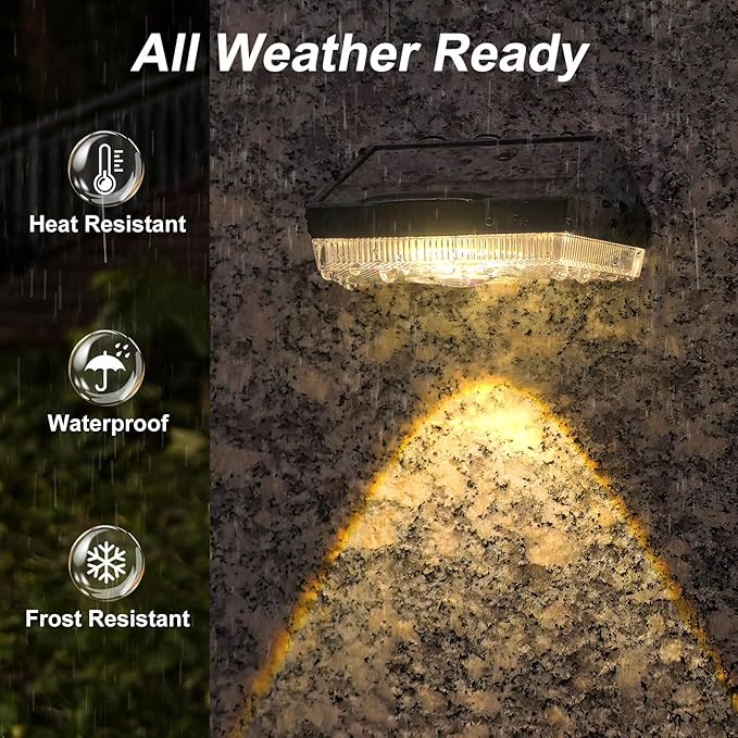 Ellasay Fence Solar Lights for Backyard: 2 Pack Fence Lights with 10 Lighting Modes & RGB- IP65 Waterproof - Led Lens Wall Light for Garden Deck Patio Balcony